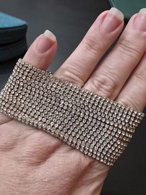 Aldo Sparkling Rose Gold Crystal Wide Bracelet - Women Jewelry